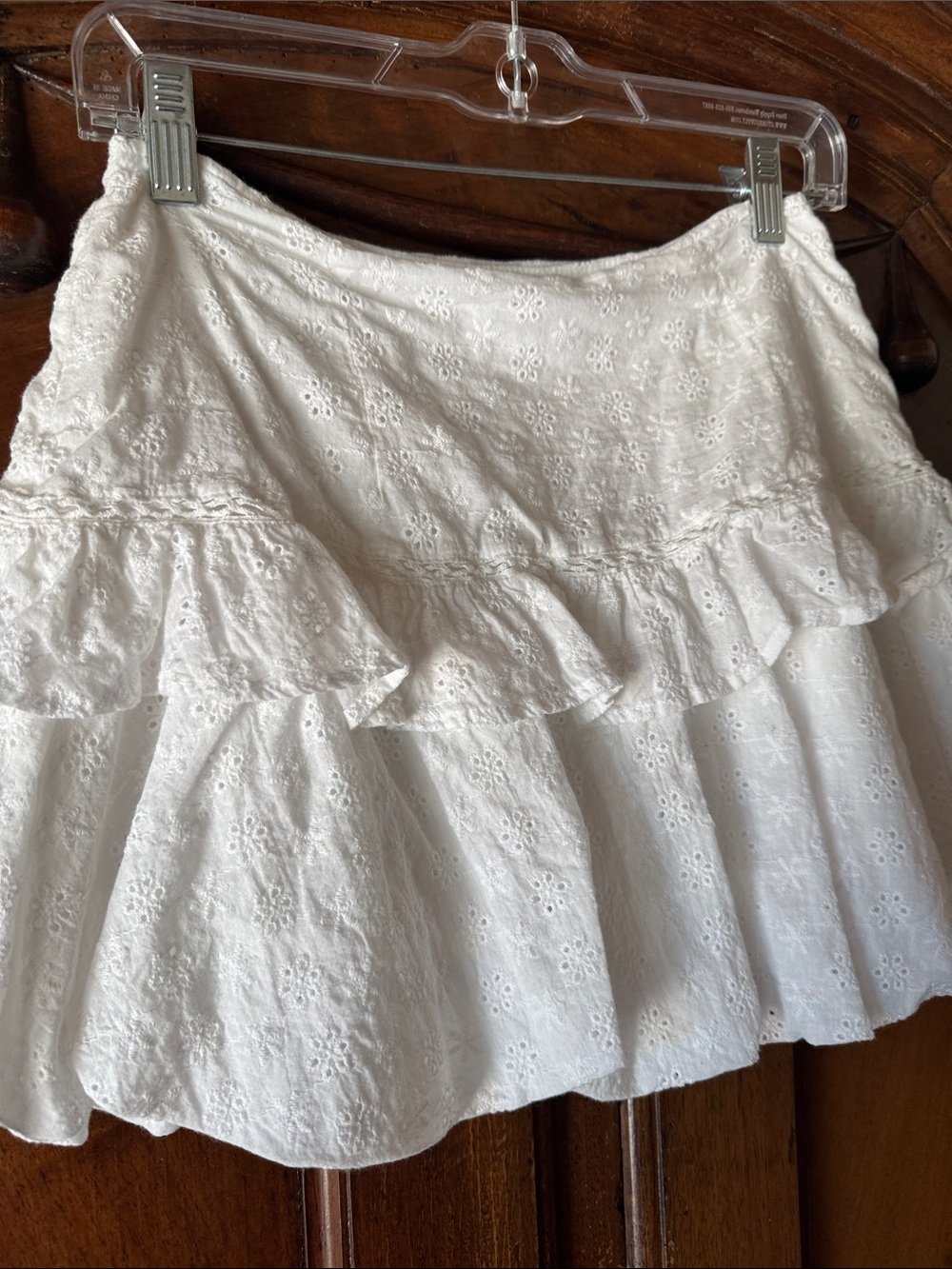 White Eyelet Ruffle Mini Skirt - Picture 2 of 8
